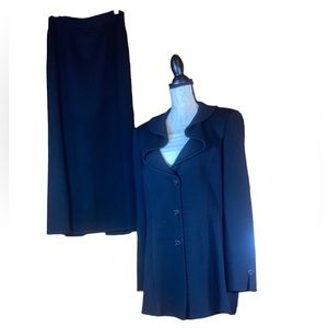 St.John Knit collection blazer and St.John basic long black skirt set